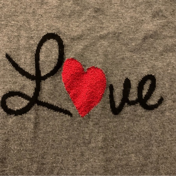 Express Grey Long Sleeve Top “Love” Size Small - Picture 3 of 8